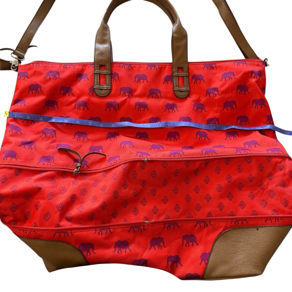 Stella & Dot Red and Brown Travel Bag with Adjustable Strap - Picture 6 of 8
